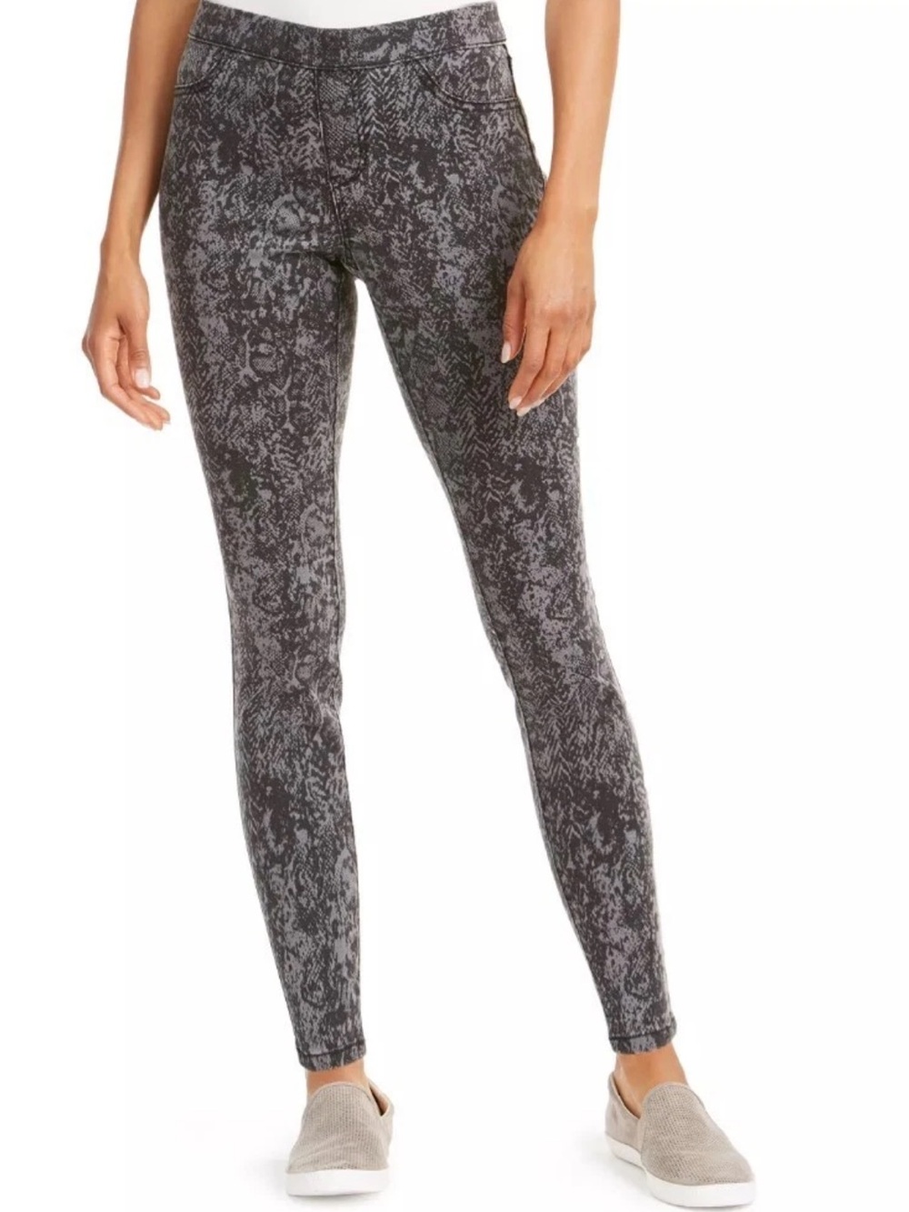 Style & Co snakeskin print jeggings medium black gray NWT